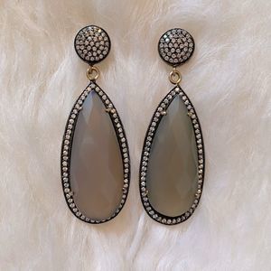 ALEXIS BITTAR Gold and Crystal Encrusted Lucite Earrings